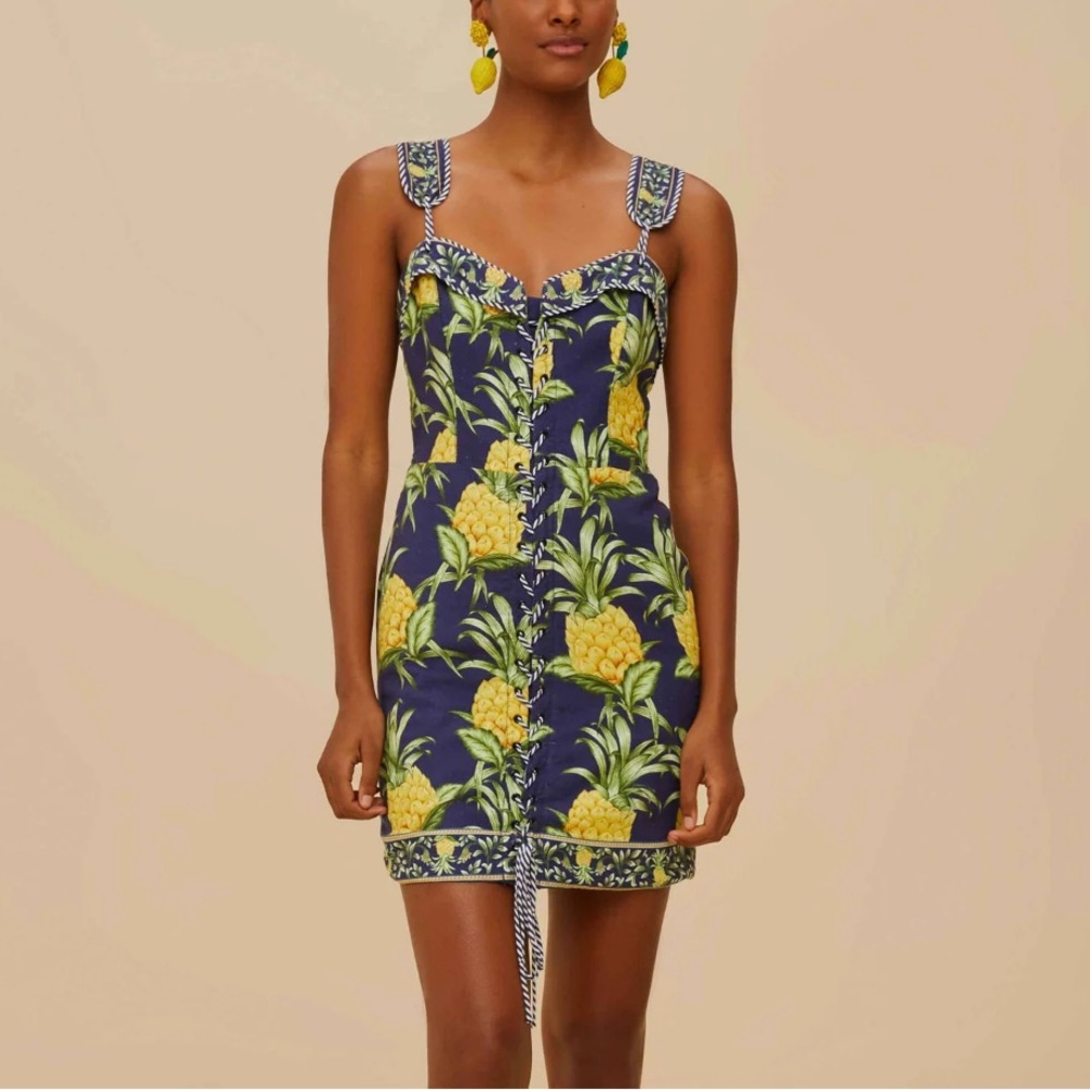 🍍NWT FARM Rio Pineapple Linen Dress